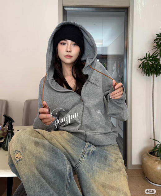 罗意w家手工皮绳拉链卫衣帽衫 商品图4