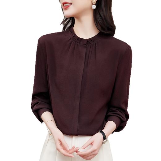 KQ-重磅真丝上衣女长袖衬衫2026春装新款韩版洋气纯色桑蚕丝上衣小衫 商品图4