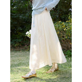 鹿向南「浮雕线条」法式杏色半身裙女春新款高级气质网纱A字裙子