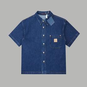 F022734早春新款后背植绒地球牛仔马甲衬衫