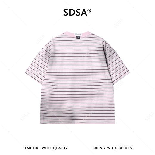 9777SDSA男装2026新款休闲圆领T恤印花撞色短袖春夏百搭条纹清新风 商品图4