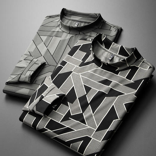 【DDS】大依优型大码男装春季高弹半高领卫衣时尚潮流百搭长袖T恤 商品图2