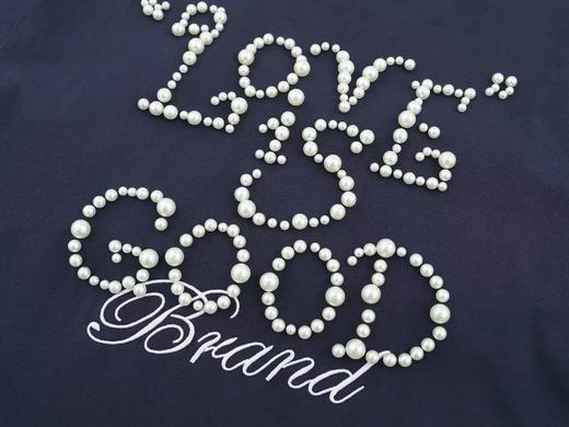 F022730珍珠标语字母情侣宽松显瘦圆领短袖T恤 商品图8