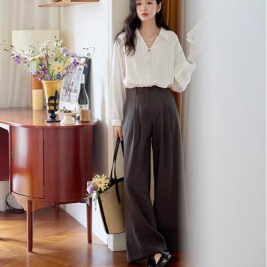 （3310条纹木耳边-蓝色，预售5天发货）春季松弛感新款衬衫，AVANN 棉&缎面&雪纺，多款式可选 商品图1