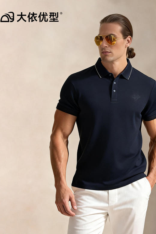 【桑蚕丝亚麻】【DG】大依优型大码男装夏季翻领POLO衫短袖上衣棉质商务休闲百搭T恤300斤 商品图5
