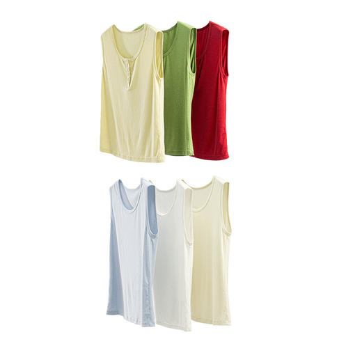 特绽放135-136朵/天丝亚麻圆领半开襟系扣背心叠穿新款百搭打底吊带 商品图4