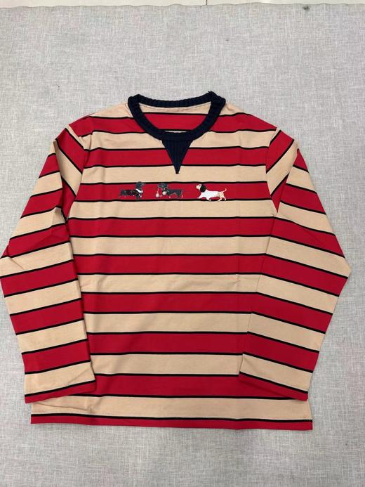 F022720设计师款复古萌趣红条纹上衣长袖T恤 商品图0