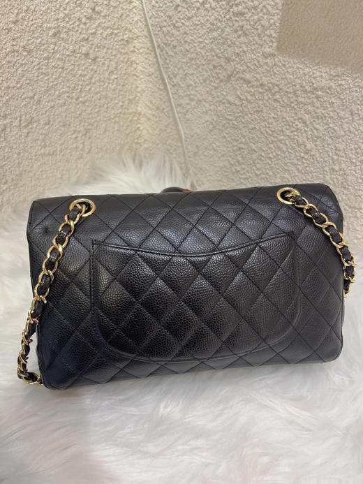 Chanel cf 中号 黑金 荔枝纹牛皮 翻盖包 商品图1