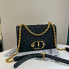 Dior 30 Montaigne 黑金 牛皮 褶皱 斜挎包 商品缩略图0