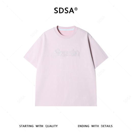SDSA男装2026新款潮牌短袖t恤情侣肌理纹字母刺绣宽松半袖上衣 商品图1