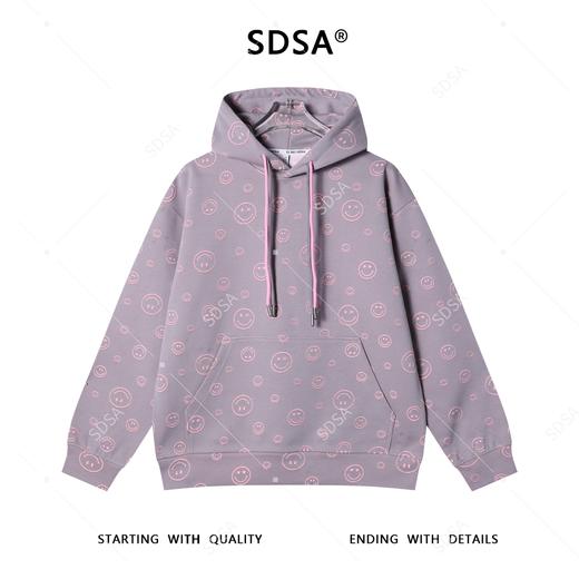 SDSA秋冬新款痞帅男装撞色满印割破笑脸抽绳连帽卫衣百搭时尚上衣 商品图0