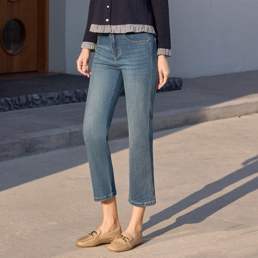 半身缘女裤 春季舒适百搭九分烟管牛仔裤261202M30120187 商品图2