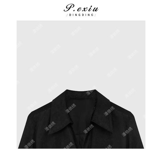 A008潘依绣丁丁宠粉高定灯芯绒长袖立领老钱风衬衣Q1247 商品图2