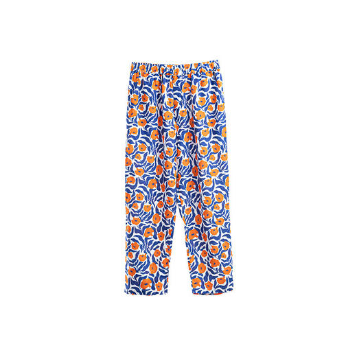 绽放103朵/亚麻底布数码印花全腰松紧显瘦九分裤设计感休闲裤女 商品图4