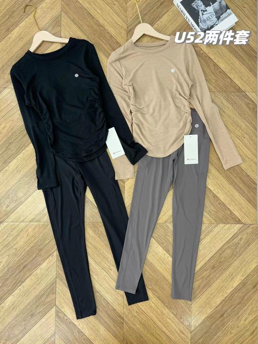 F022708新款双面云感塑型长袖T+瑜伽裤套装 商品图5