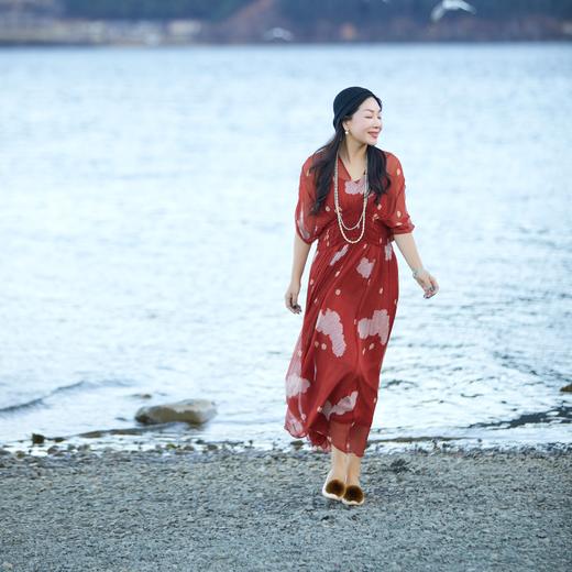 【林栖设计小店】浮云逸然|桑蚕丝鱼子缬印花优雅多色2026夏新款连衣裙两件套1962037 商品图4