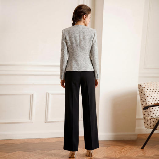 IWY/小香风粗花呢西装套装女V领外套阔腿裤两件套通勤总裁职业装套裤WC319+WP320 商品图4
