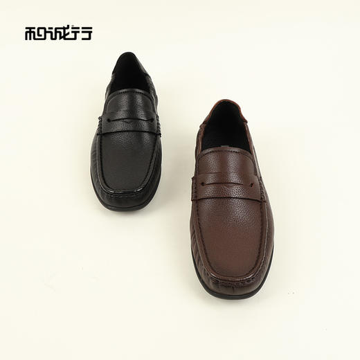 和诚行2026春季新款时尚百搭真皮透气一脚蹬男式商务鞋0551281 商品图2