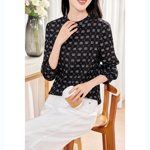 KQ-柔蝶绉真丝衬衫2026春装新款时尚气质长袖小衫超仙洋气上衣女批发 商品图1