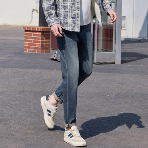 半身缘男裤 春季简约百搭休闲苎麻棉混纺牛仔裤261301M10130255 商品图2