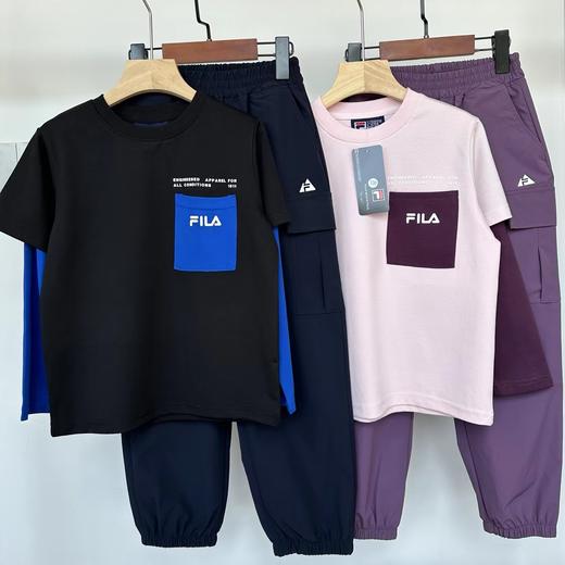 F022737新款拼色打底衫+工装裤柔软舒适组合儿童套装 商品图1