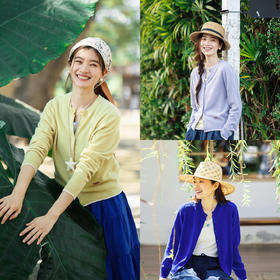 特绽放112朵/三色堇-撞色针织衫·多色撞边宽松短款开襟毛针织衫