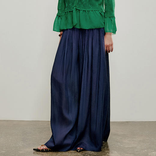 【林栖设计小店】风起褶痕|藏青色压褶宽松百搭气质2026夏新款阔腿裤子1962166 商品图1
