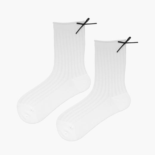 【59元3双】女士时尚卷边中长筒薄袜蝴蝶结女袜【2612503】 商品图5