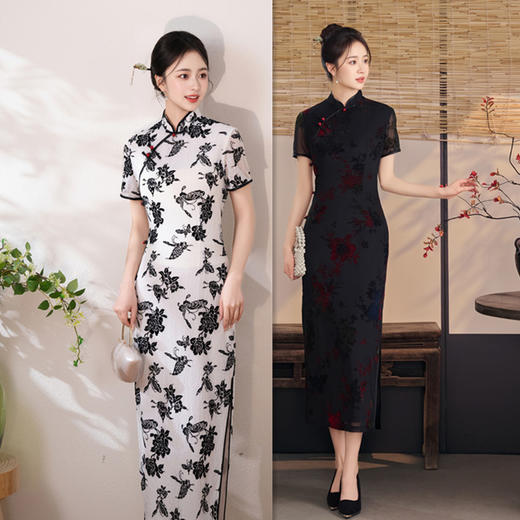 新中式黑色原创绝美旗袍2026新款中老年气质高级感收腰显瘦日常穿旗袍166033 商品图0