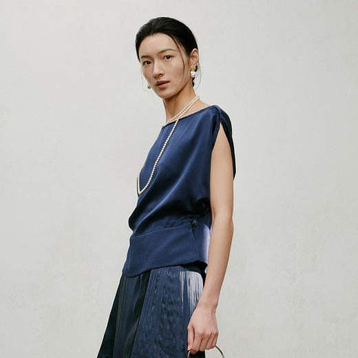 【林栖设计小店】 闲适雅意|素绉缎多色修身显瘦2026夏新款真丝衫1962069 商品图7