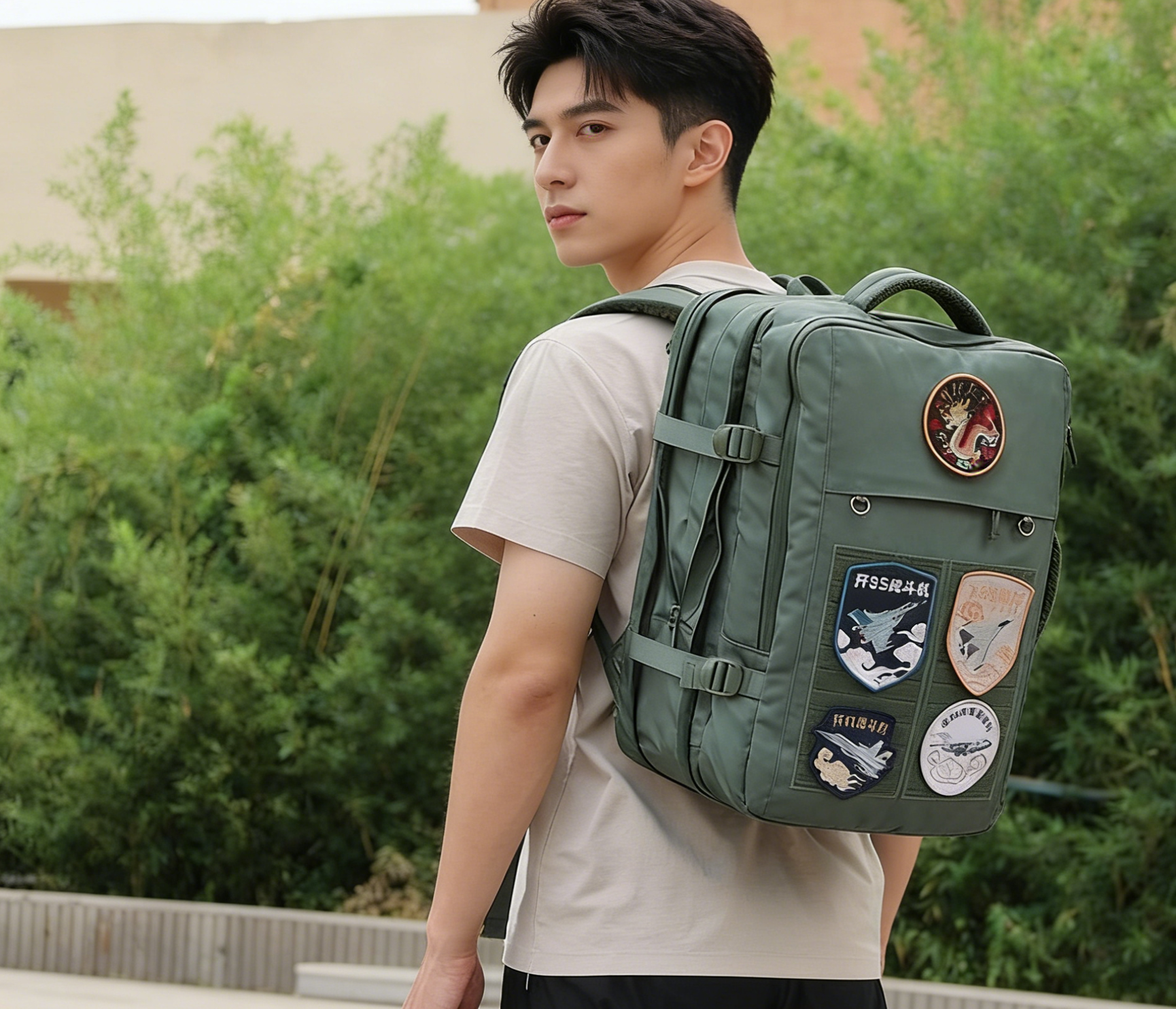 【大容量户外包商务包可贴魔术贴】45L多功能牛津布实用双肩背包by