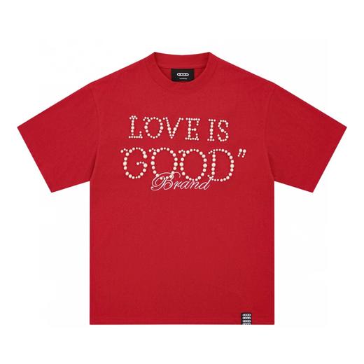 F022730珍珠标语字母情侣宽松显瘦圆领短袖T恤 商品图3