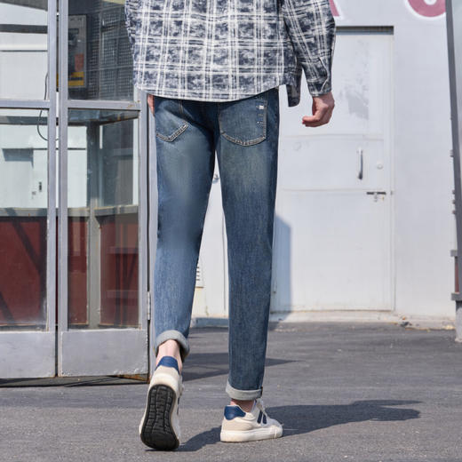 半身缘男裤 春季简约百搭休闲苎麻棉混纺牛仔裤261301M10130255 商品图1