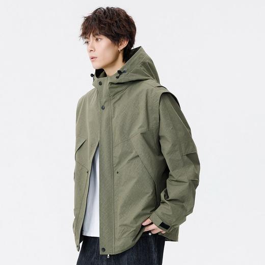 【DSL】大依优型大码男装春秋休闲夹克连帽百搭运动长袖外套加大码上衣 商品图4