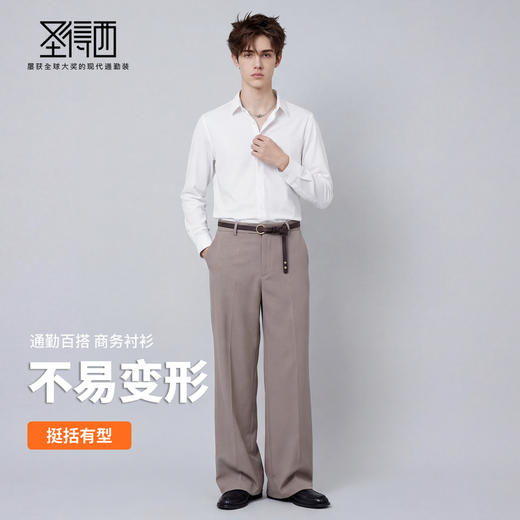 【易打理】圣得西男士高端长袖衬衫2026新款春季高级商务绅士上衣 商品图3