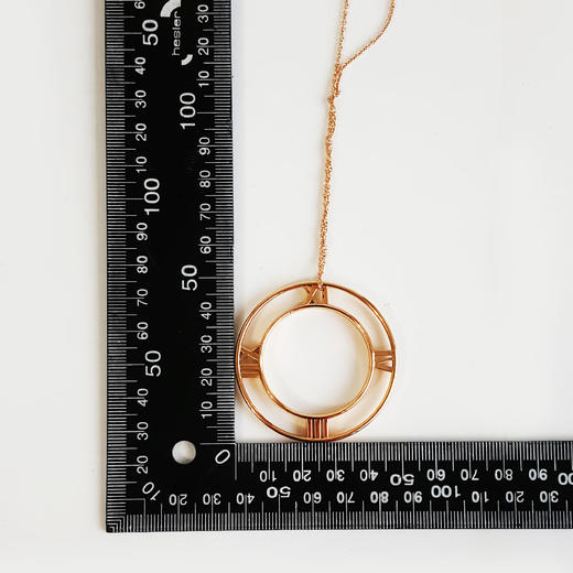 【95新】Tiffany & Co.蒂芙尼玫瑰金Atlas罗马数字镂空大圆盘长项链链长约61cm、吊坠直径约4.9cm中性款140226TJ02 商品图2