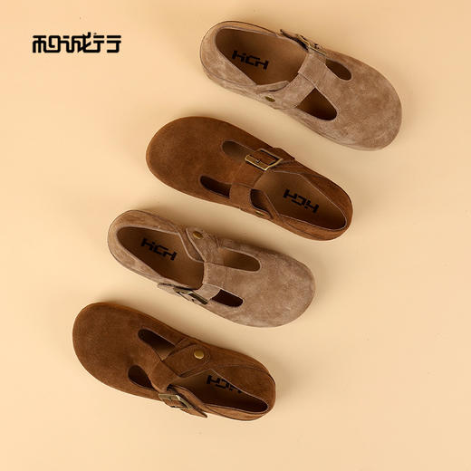 和诚行2026春季新款时尚百搭女式平底复古真皮勃肯单鞋1930127 商品图3