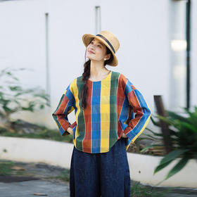 绽放109朵/织彩·汉麻棉圆领长袖提花面料彩色短T春夏松弛感T恤女