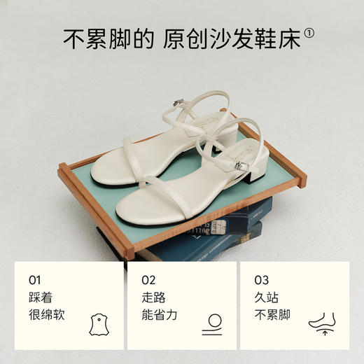7or9一字带露趾凉鞋白色百搭高跟白天鹅 商品图1