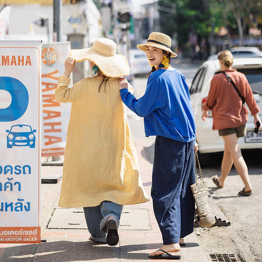 绽放110朵/青岚·汉麻棉全腰松紧宽松百搭休闲牛仔裤女新款阔腿裤 商品图3