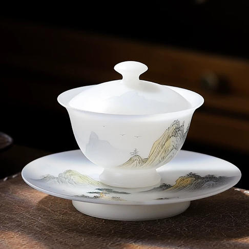 聚德亚光118号手绘盖碗 商品图2