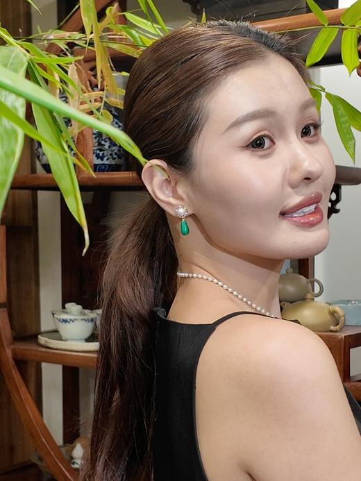 【挚友限定】太阳花-18K金孔雀石Akoya珍珠耳夹 商品图3