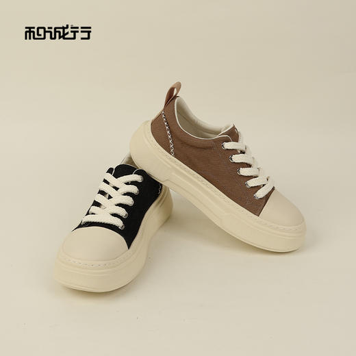 和诚行2026春季新款厚底增高板鞋高级感百搭潮鞋毛皮大头男式休闲鞋0551287 商品图2