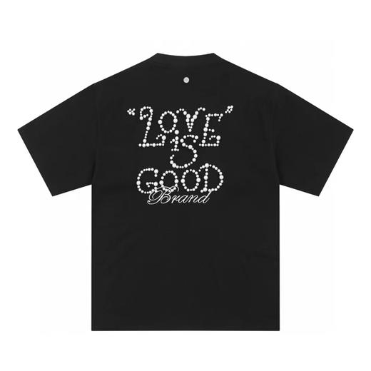 F022730珍珠标语字母情侣宽松显瘦圆领短袖T恤 商品图2