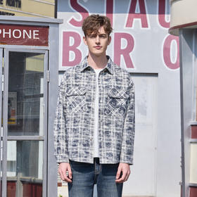 半身缘男装 春季定制晕染格纹休闲百搭衬衫261212U01010228