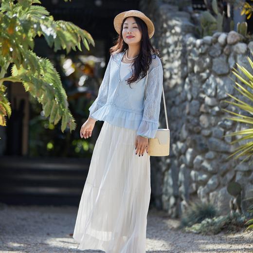 【林栖设计小店】流水潺潺|优雅多色镂空肌理拼荷叶边2026夏新款毛织外套1962172 商品图2