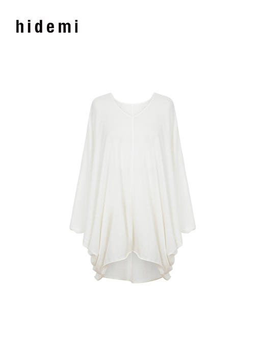 hidemi副线小h V领松弛廓形卷边长袖T恤连衣裙 商品图10