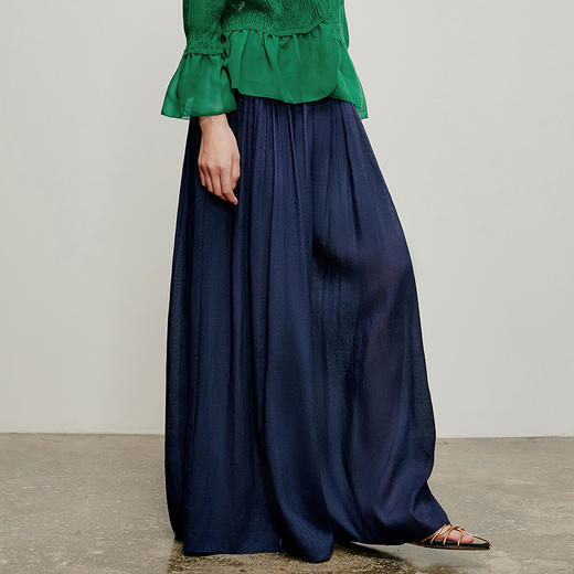 【林栖设计小店】风起褶痕|藏青色压褶宽松百搭气质2026夏新款阔腿裤子1962166 商品图3
