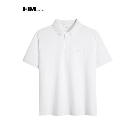 HIM漢崇  简约滴胶字母舒适休闲修身反领短袖POLO衫男 2026夏季 商品图1