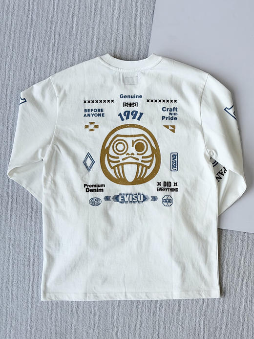 原单日潮EVISU福神小海鸥几何长袖T恤，情侣款！
颜色：白色
尺码：m l xl xxl 商品图1